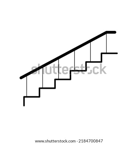 Stairs with handrail vector icon symbol isolated on white background