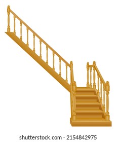 stairs for the house inside to the second floor made of wooden vector illustration isolated on white background