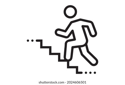 Stairs in the human icon vector. Simple picture note on white background.