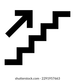 Icono de escalada. Escaleras con icono negro de flecha arriba. Vector aislado sobre fondo blanco.