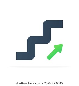 stairs icon with arrow, colored flat vector. modern and minimalist design