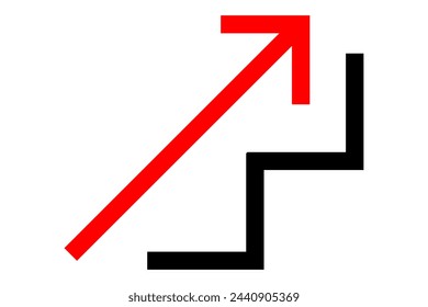 Stairs up icon. Stairs with up arrow flat icon. Vector isolated on white background.