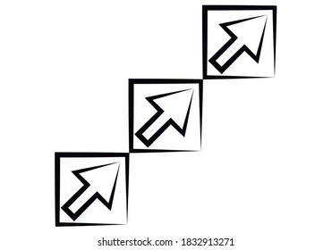Icono de escaleras con flechas en fondo blanco.