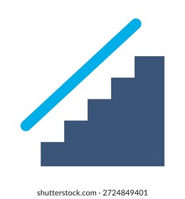 Stairs up icon blue flat vector design steps arrow symbol growth progress success rise graphic element sign