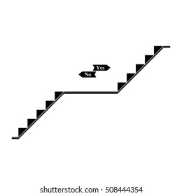 Stairs icon for business up and down yes or no isolate on black background, vector illustration.