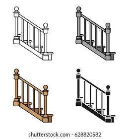 Stairs icon in cartoon style isolated on white background. Sawmill and timber symbol stock vector illustration.
