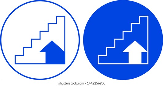 Stairs icon in circle. Vector illustration