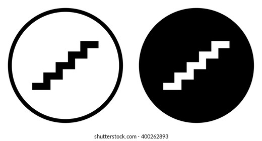 Stairs icon in circle . Vector illustration