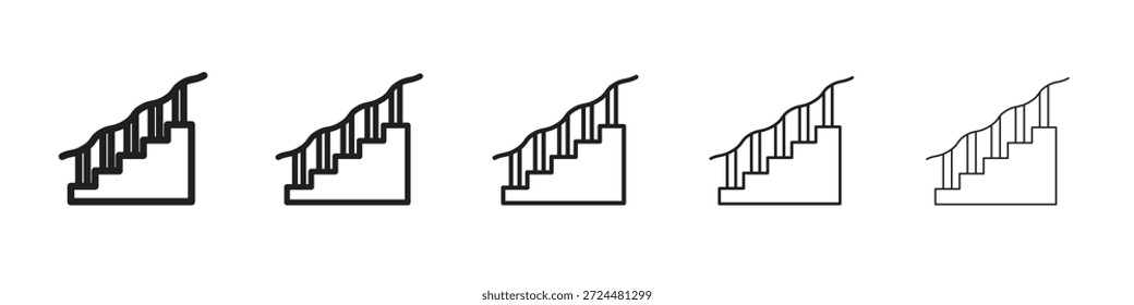 Stairs icon design in thin editable stroke style for graphic work