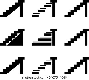 Stairs Icon Design Vector Symbol Staircase Stairway Arrow stairs climbing. Go down, up. Escalator	