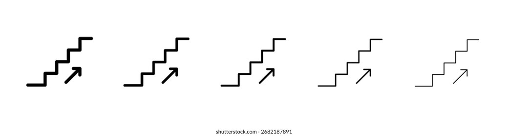 Icono de escaleras Ilustración plana Set Logo
