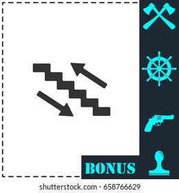 Stairs icon flat. Simple vector symbol and bonus icon