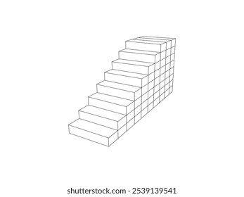 Elemento de línea de ícono de escaleras. Ilustración vectorial de línea de ícono de escaleras aislada para su diseño de logotipo de App móvil de Web. ícono de hogar con estilo de contorno. ícono de contorno aislado sobre fondo blanco. EPS 10.