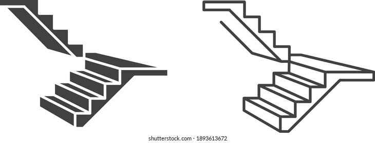 Icono de escaleras, ilustración de vector de línea