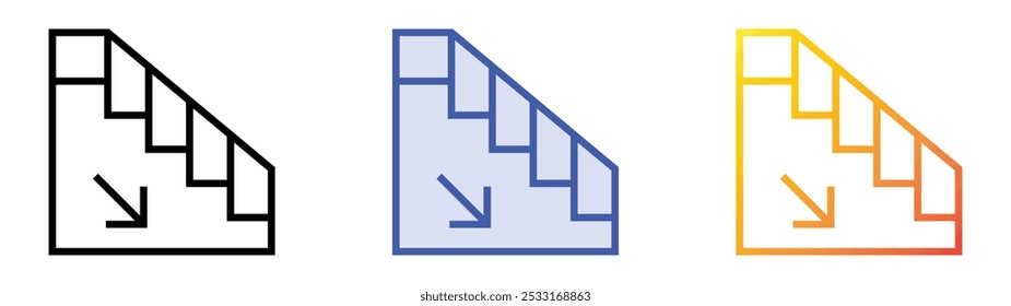 stairs icon. Linear, Blue Fill and Gradient Style Design Isolated On White Background