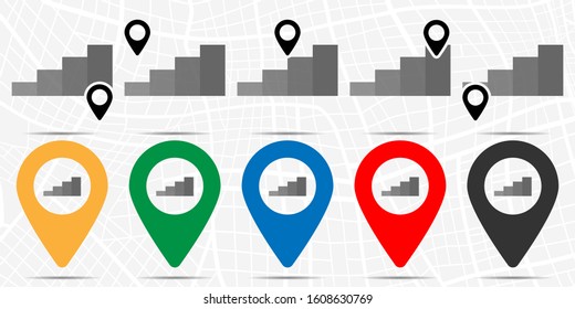 Stairs icon in location set. Simple glyph, flat illustration element of charts and diagrams theme icons
