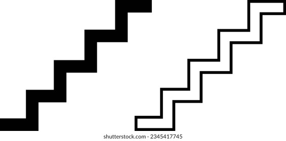 Stairs icon set vector in two styles isolated on white background