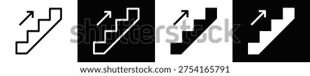 Stairs Icon Set White And Black Background Style