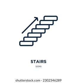 stairs icon from signs collection. Thin linear stairs, man, business outline icon isolated on white background. Line vector stairs sign, symbol for web and mobile