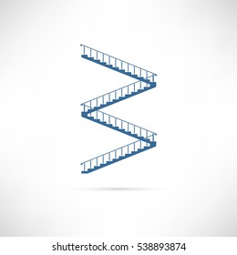 Stairs icon simply flat design. Outline ui element. Pedestrian stairs pointer symbol. EPS10 vector.