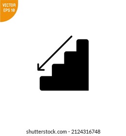 Stairs icon single simple vector illustration, good for all purposes,  Isolated on white background.