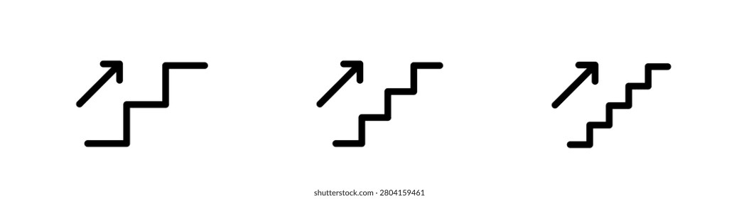 Stairs icon, staircase pictogram with up and down arrows. Stair up vector sign, walk and climb, career symbol, stairway direction illustration