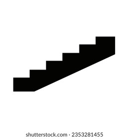 Icono de escaleras, icono de pasos.  Diseño de estilo plano aislado en un fondo blanco.