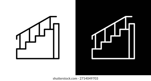 Icono de escaleras en trazo delgado y estilo plano.