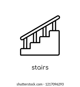 stairs icon. Trendy modern flat linear vector stairs icon on white background from thin line collection, outline vector illustration