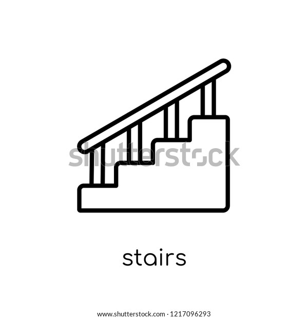 stairs icon. Trendy modern flat linear\
vector stairs icon on white background from thin line collection,\
outline vector\
illustration