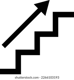 Stairs icon icon . Up, down ,step, top symbol. Arrow, ladder, stairway, step icon . increasing icon