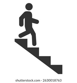 Ícone de escadas vetor, Escadas para baixo. Sinal de ícone de baixo. Descendo escada ou escada sinal ícone de vetor plano, ícone de escada inferior sinal isolado vetor símbolo. 