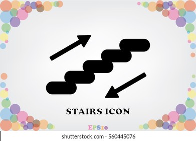 stairs icon vector EPS 10, abstract sign ladder flat design,  illustration modern isolated badge for website or app - stock info graphics 