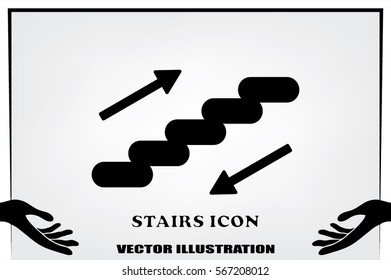 stairs icon vector EPS 10, abstract sign ladder flat design,  illustration modern isolated badge for website or app - stock info graphics.