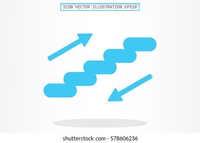 stairs icon vector EPS 10, abstract sign ladder flat design,  illustration modern isolated badge for website or app - stock info graphics.