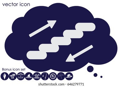 stairs icon vector EPS 10, abstract sign ladder flat design,  illustration modern isolated badge for website or app - stock info graphics