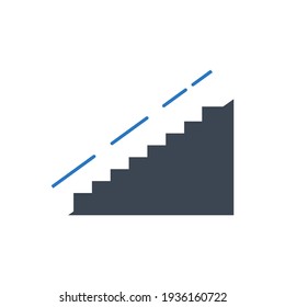 Icono de escaleras con ilustración vectorial y forma plana