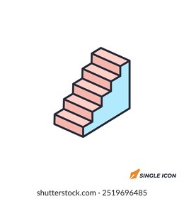 Ilustración vectorial del icono de las escaleras. Símbolo de las escaleras aislado en el fondo blanco