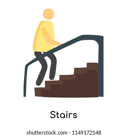 Stairs icon vector isolated on white background for your web and mobile app design, Stairs logo concept person