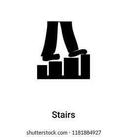 Stairs icon vector isolated on white background, logo concept of Stairs sign on transparent background, filled black symbol