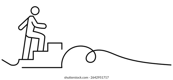 Stairs icon vector. Walking up staircase or stairs sign flat vector icon, Climb Up Stair Sign. Upstairs icon isolated sign symbol vector. Man climbing stairs. Step on the ladder. 