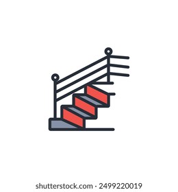 icono de escalera. Vector. Movimiento editable. signo de estilo lineal para uso Diseño web, logotipo. Ilustración de símbolo.