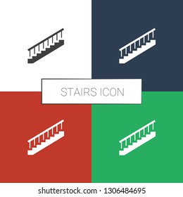 stairs icon white background. Editable filled stairs icon from architecture. Trendy stairs icon for web and mobile.