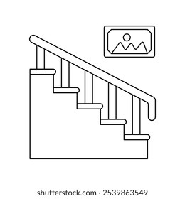 Ícone de escadas com ilustração de estoque de vetor de fundo branco