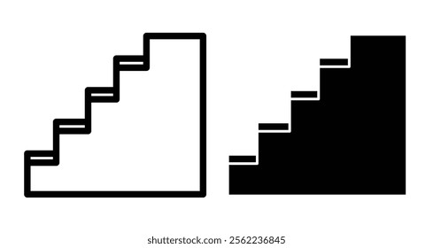 Stairs Icons pack in outlined and flat versions