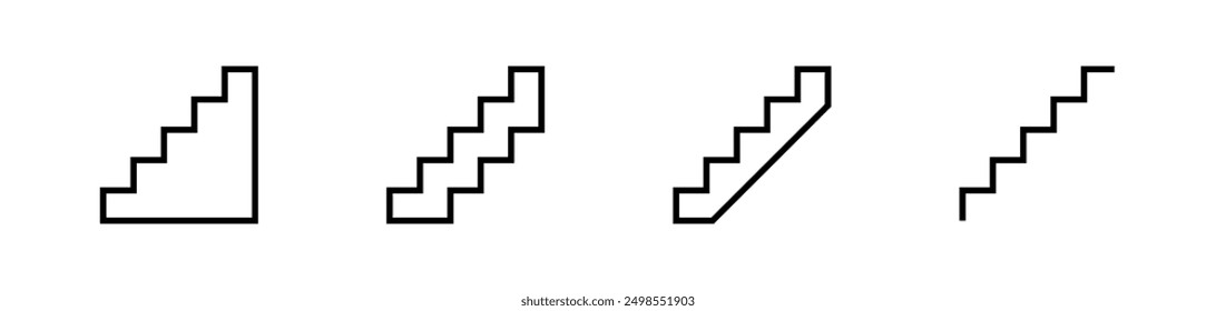 Stairs icons. Stairs symbol set. Stairs vector icons. Stairway symbols. Staircase icons.