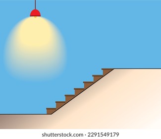 Stairs. Indoor staircase. House staircase with railing. Railing and step ladder vector. Physics, chemistry, geometry, mathematics, design
