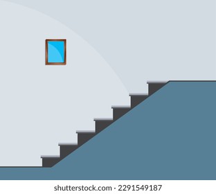 Treppen. Innentreppe. Haustreppe mit Geländer. Rail- und Step-Leiter, Vektorgrafik. Physik, Chemie, Geometrie, Mathematik, Design
