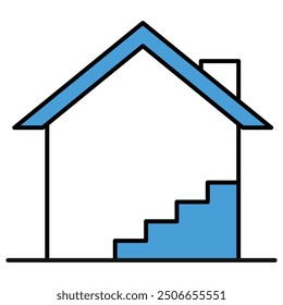 Stairs Inside A House Icon Design. Represents Indoor Stairs, House Stairs, Inside Staircase, Internal Stairs. Vector icon.