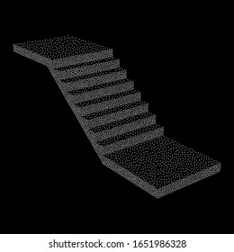 Stairs, interior staircases steps. Dotwork Halftone Style Monochrome Gradient Vector Illustration.